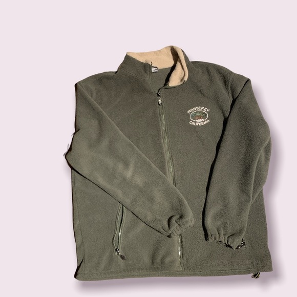 Other - Green and beige Monterey, Calirfornia fleece zip-up